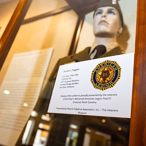 The Historic Cabarrus Association has a permanent Veterans Exhibit in the County Government Center.