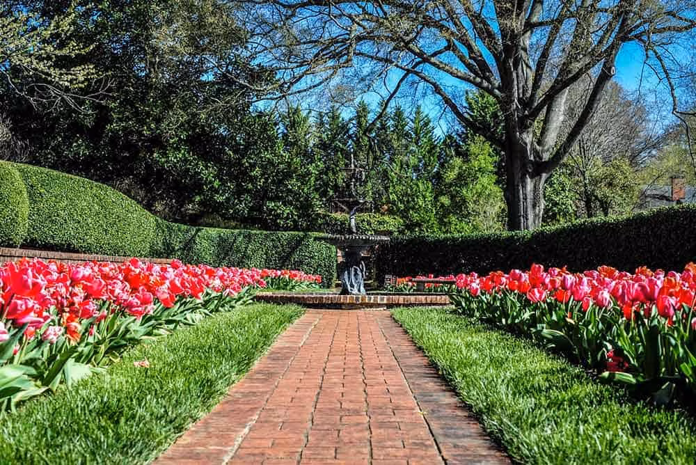 Memorial Garden sits on land purchased in 1804 for the original log-cabin sanctuary of First Presbyterian Church. 
